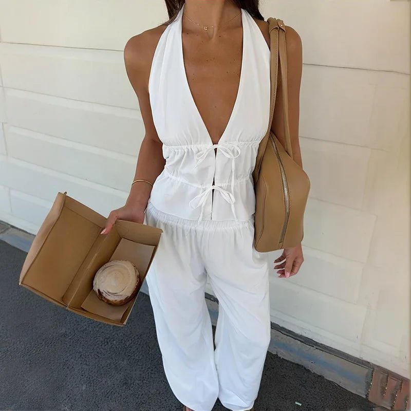 SOERA Renata Halter Cotton Two - Piece Set - Matching Sets - White L