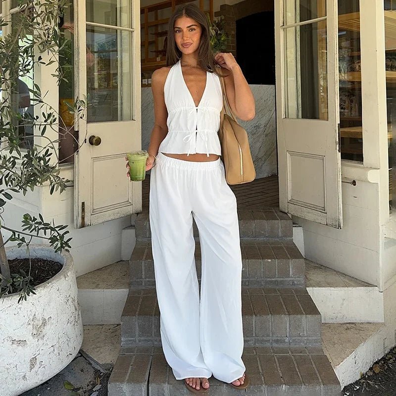 SOERA Renata Halter Cotton Two - Piece Set - Matching Sets - White S