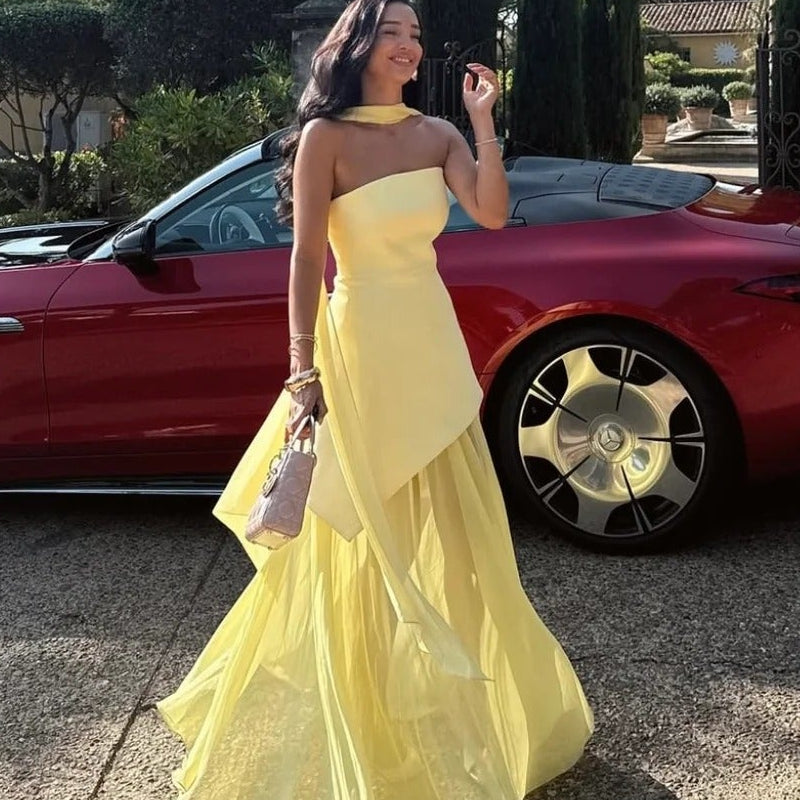 Ophelia robe maxi asymétrique transparente