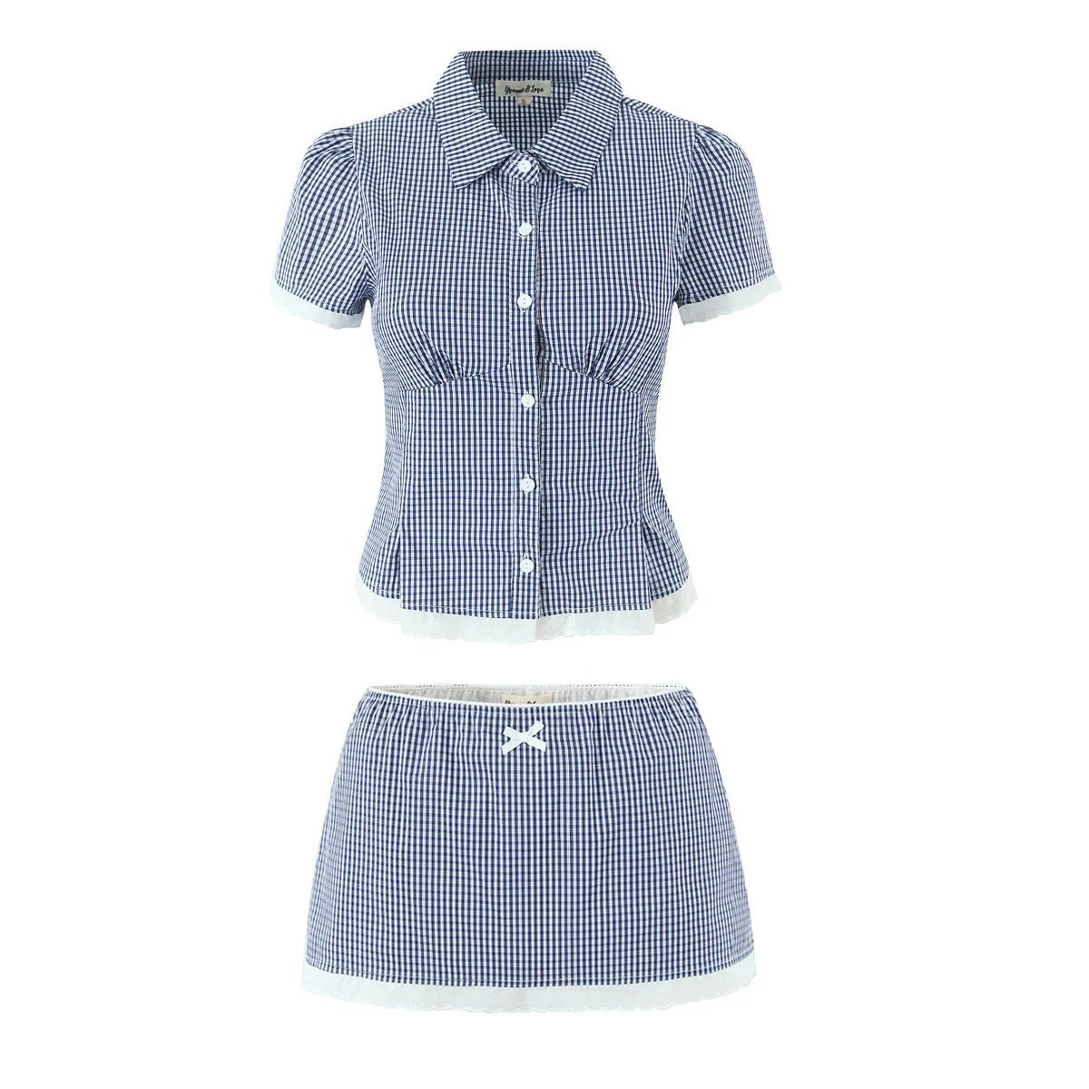 SOERA Brianna Cropped Slim - Fitting Skort Set - Set - Set Plaid Blue XS