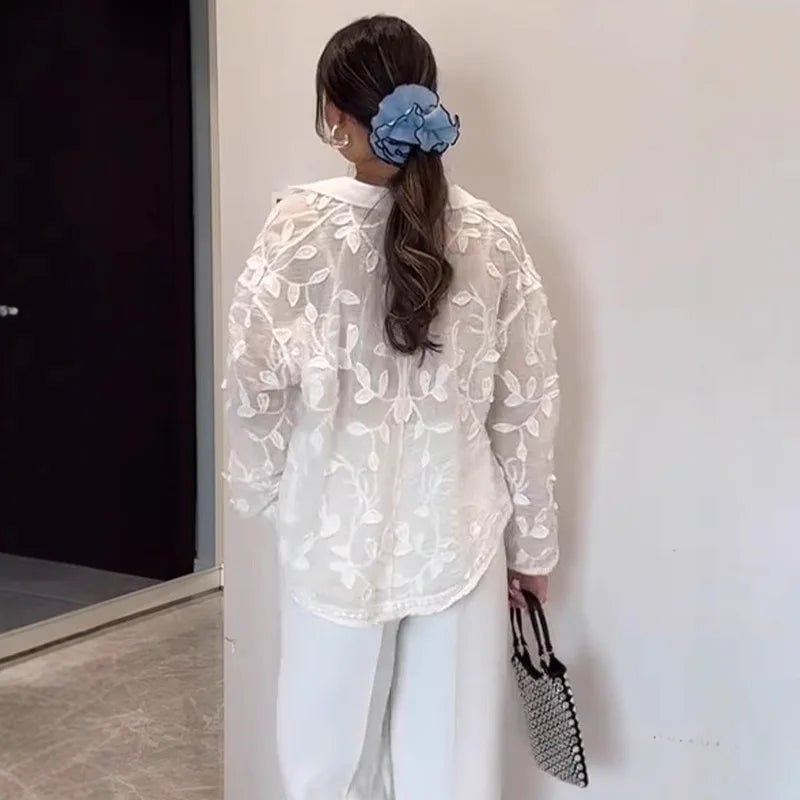 SOERA Tina Long Sleeve Embroidered Blouse - Shirts - 1005009548311091-;Ob1775670887781422324 XL