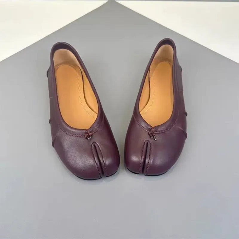 SOERA Bianca Split-Toe Leather Mules - Shoes - Burgundy 35