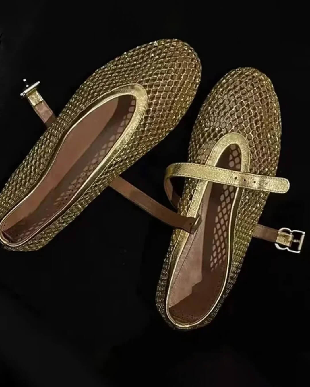 SOERA Elena Mesh Ballet Flats - Shoes - Gold 37