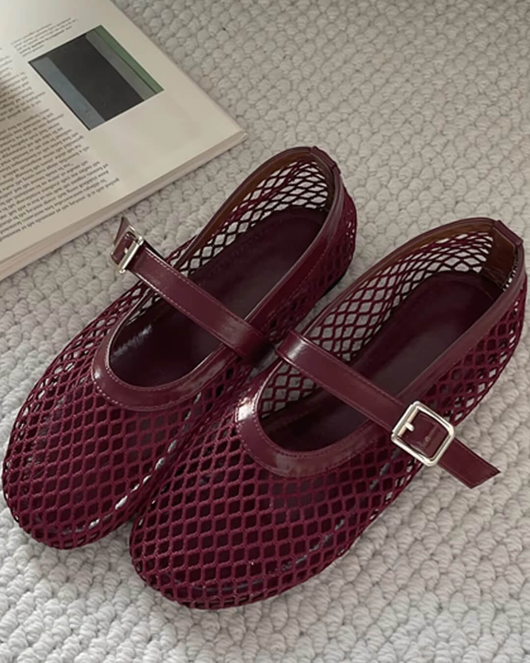 SOERA Rebecca Mesh Ballet Flats - Shoes - Burgundy 36