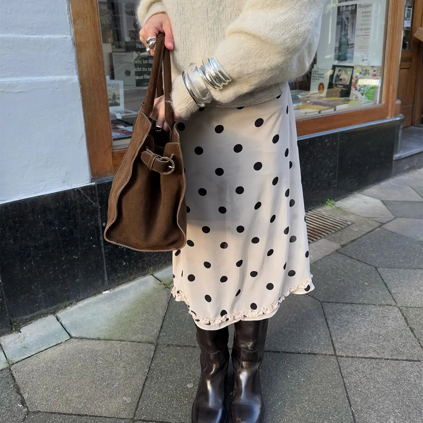 SOERA Bianca Mesh Dot Midi Skirt - Skirt - White S