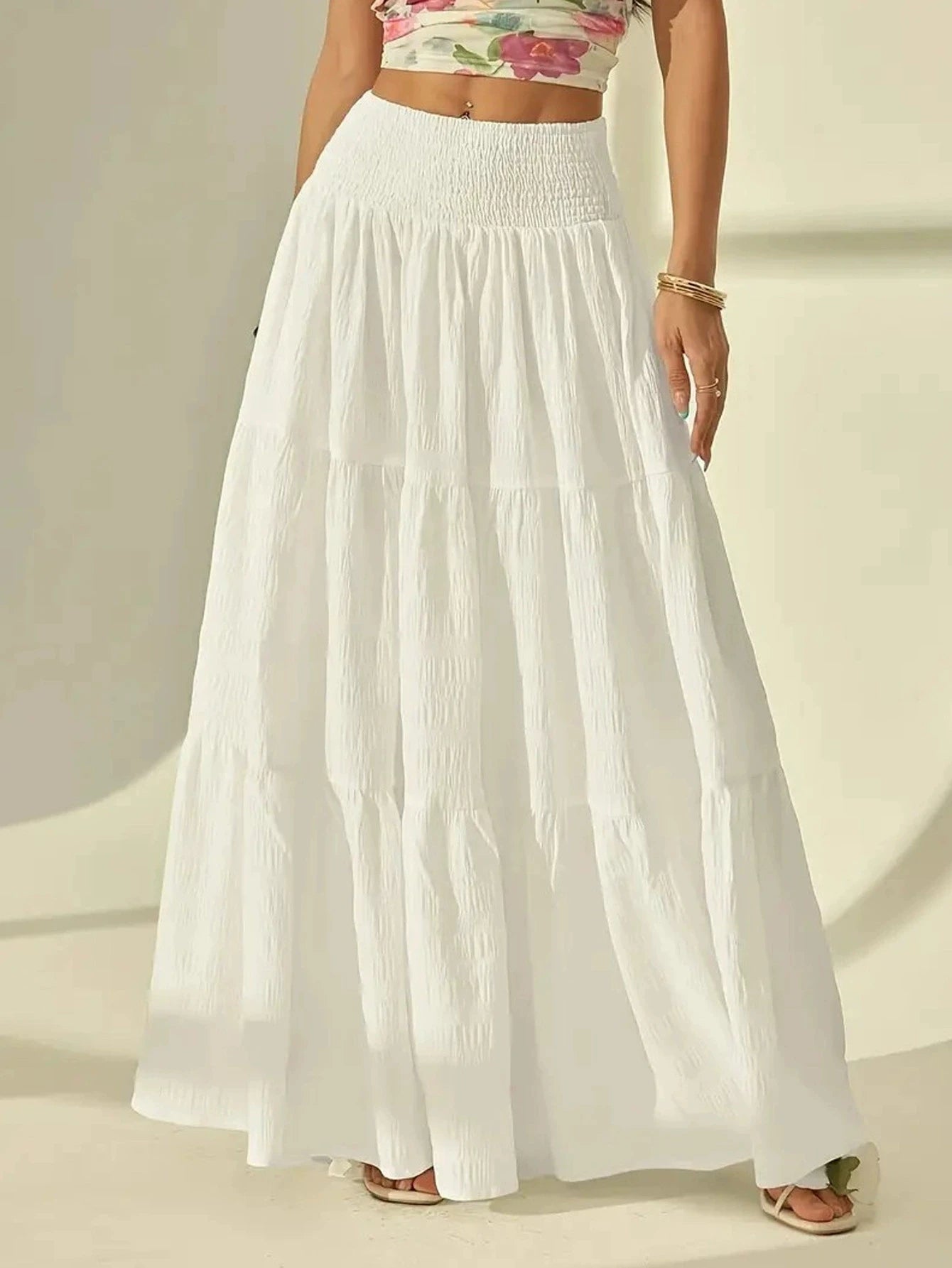 SOERA Celeste Layered Maxi Skirt - Skirt - White 1XL