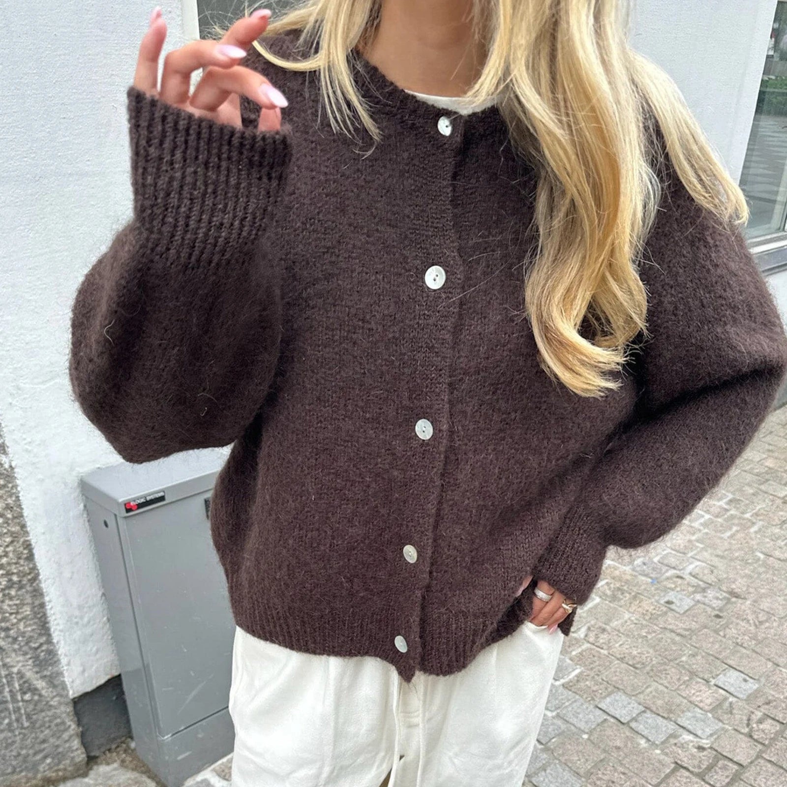 SOERA Freya Fuzzy Knit Cardigan - Sweaters & Cardigans - Yellow S