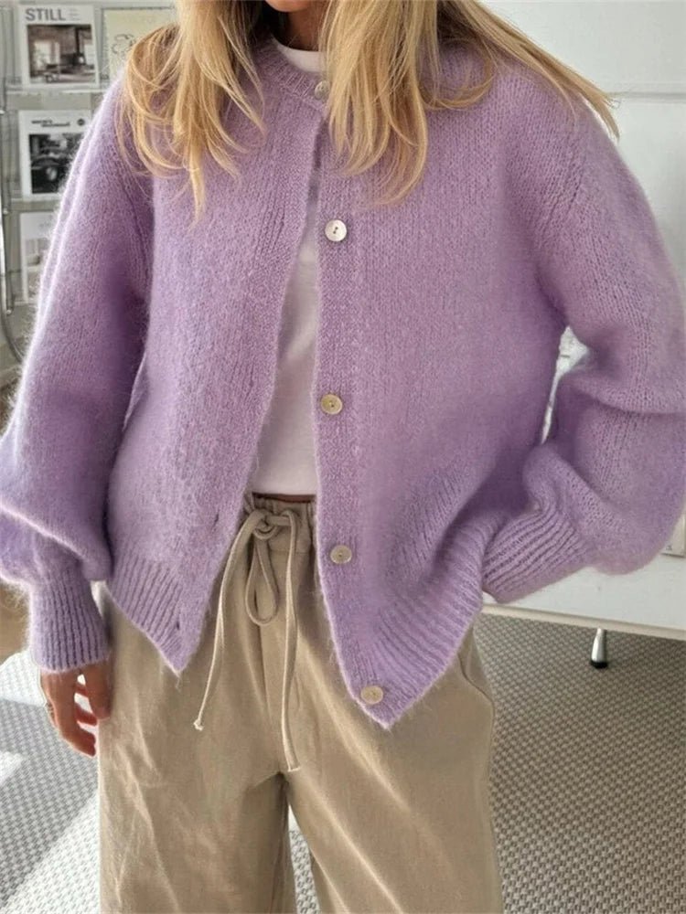 SOERA Freya Fuzzy Knit Cardigan - Sweaters & Cardigans - Yellow S