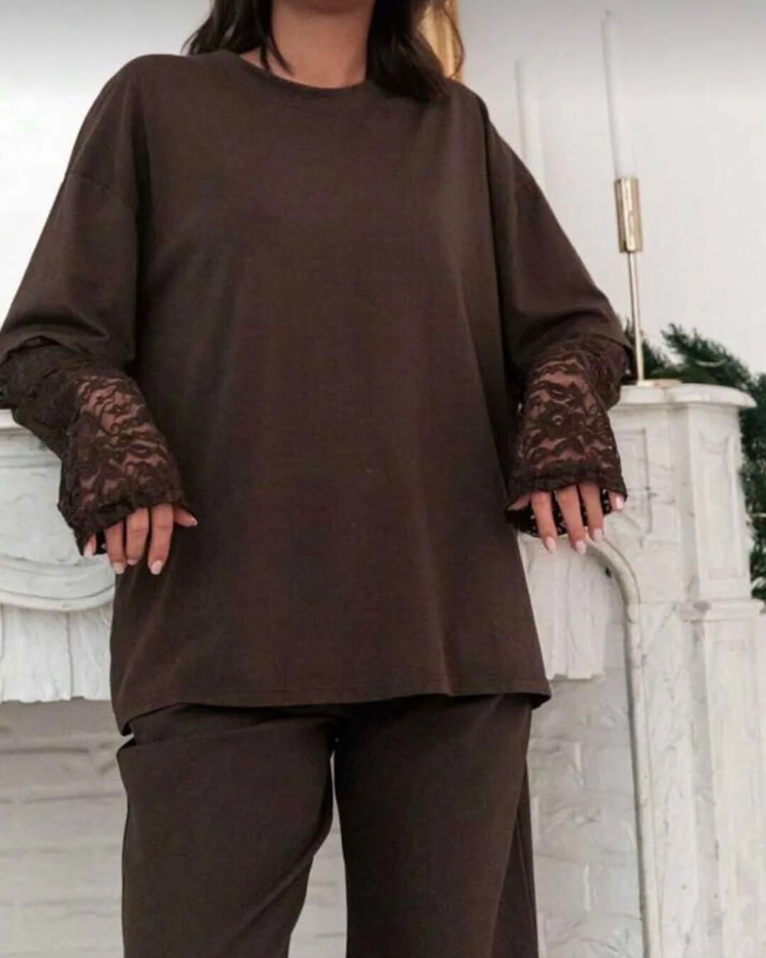 SOERA Bella Lace Splice Long Sleeve Tee - Top - S