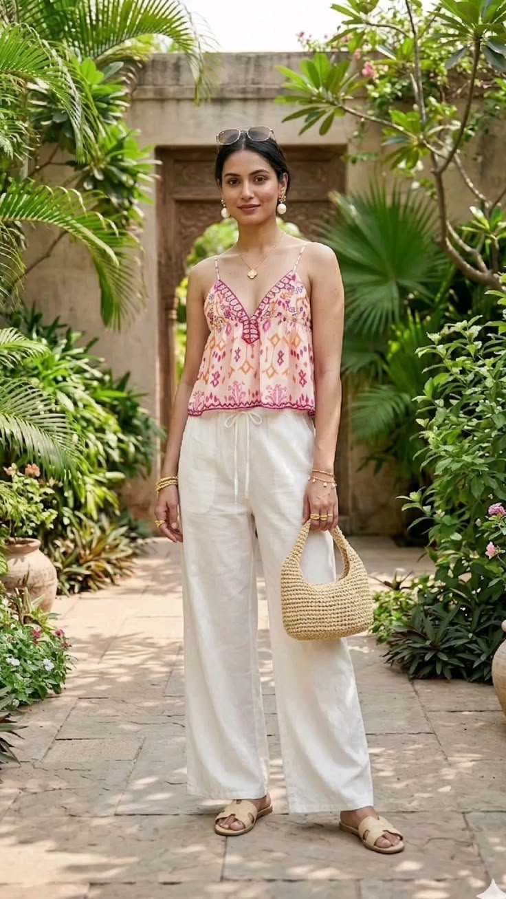 SOERA Sofia Embroidered Boho Tassel Tie Cami Top - Top - M