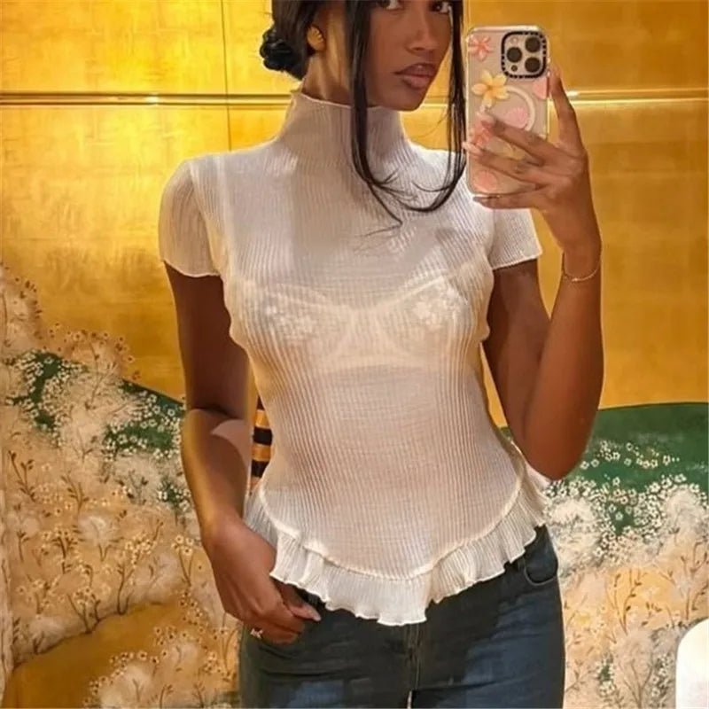 SOERA Celeste Ribbed Turtleneck Tee - Tops - XS