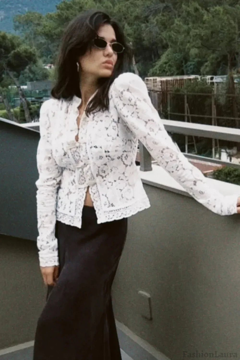 SOERA Claire elegant Lace Blouse - Tops - MU1770344797578074180 White S