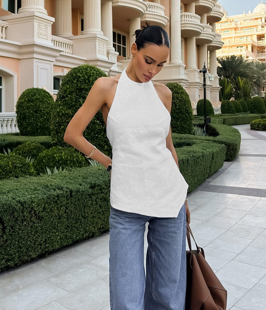 SOERA Daphne Halter Neck Backless Top - Tops - yz1770344797579285891 M