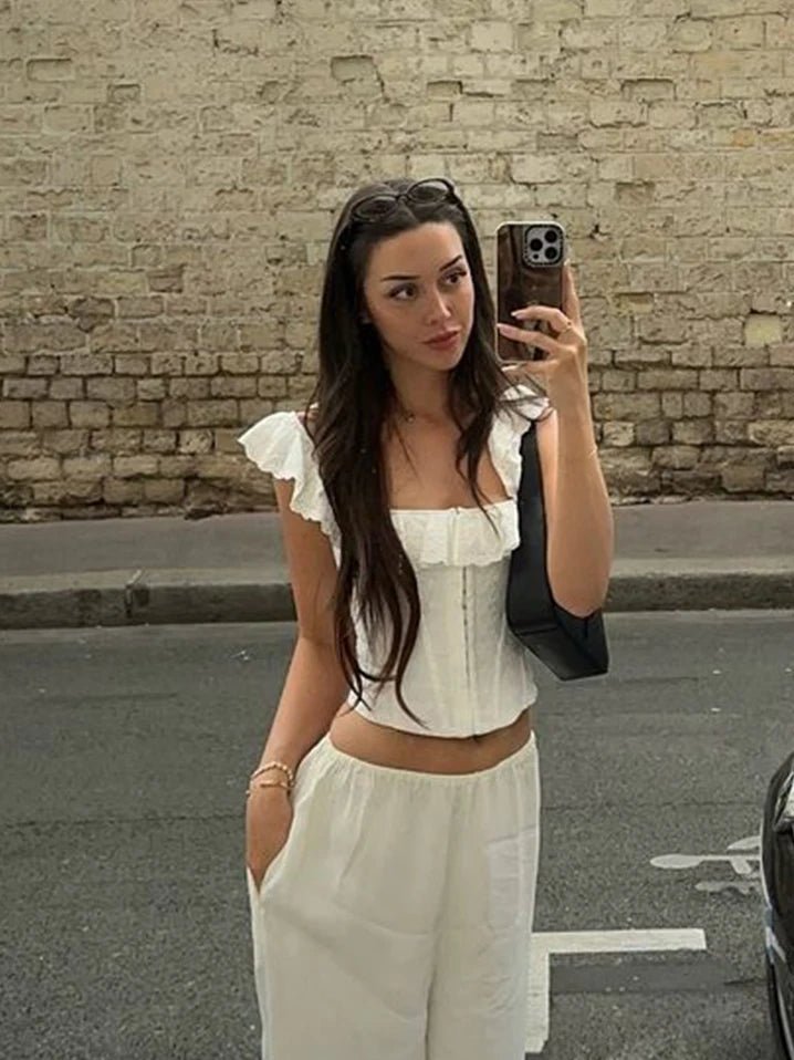 SOERA Jamie Ruffled Corset Top - Tops - 1005009232494599-;od1771345062102086521 L