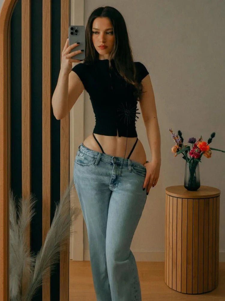 SOERA Kalia Tassel Applique Crop Top - Tops - Black S