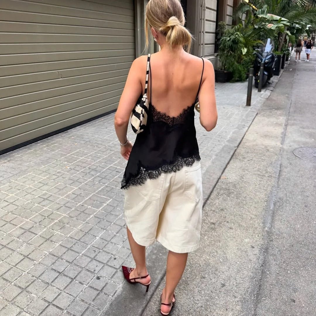 SOERA Kara Asymmetric Satin Cami Top - Tops - Black S