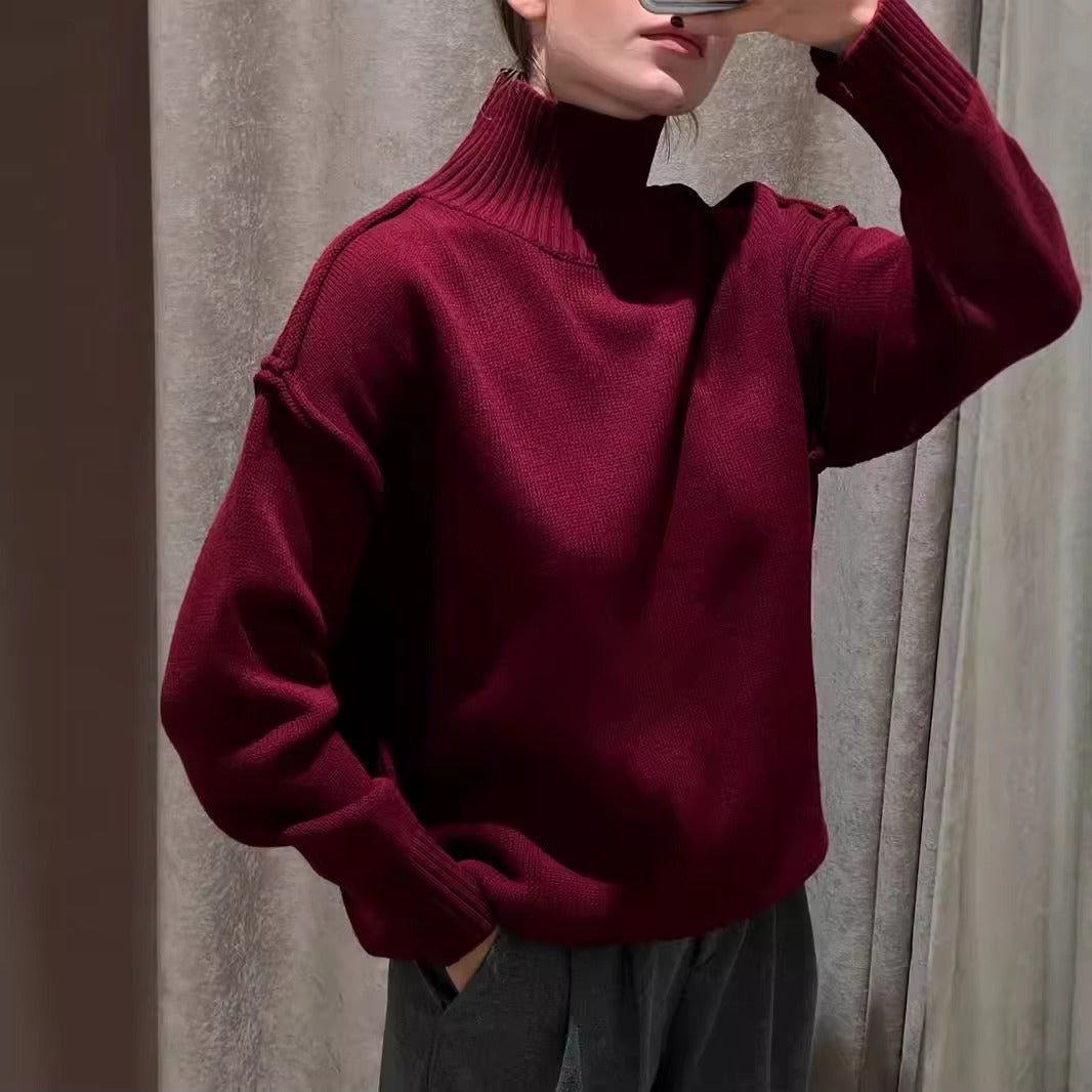 SOERA Katie Turtleneck Knit Sweater - Tops - 1005007526537365-;IT1763050844739971101 Burgundy S