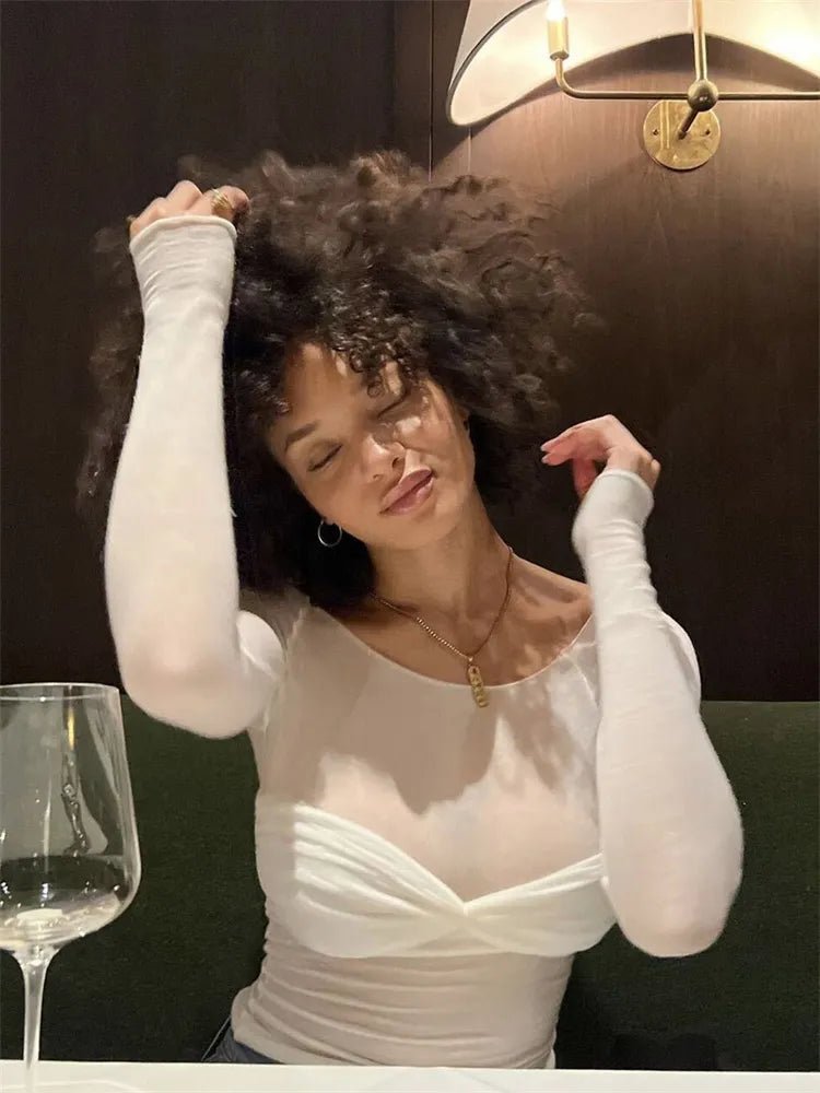 SOERA Sara Mesh Sheer Off - Shoulder Top - Tops - D1-MW459004 black S