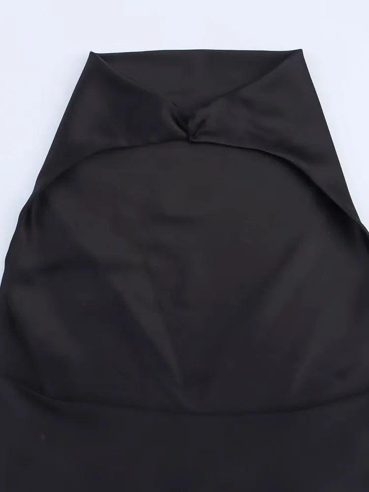 SOERA Colleen Satin Halter Draped Mini Dress - Women's Dresses - 1005009460616044-;Or1763048696714225467 Black L