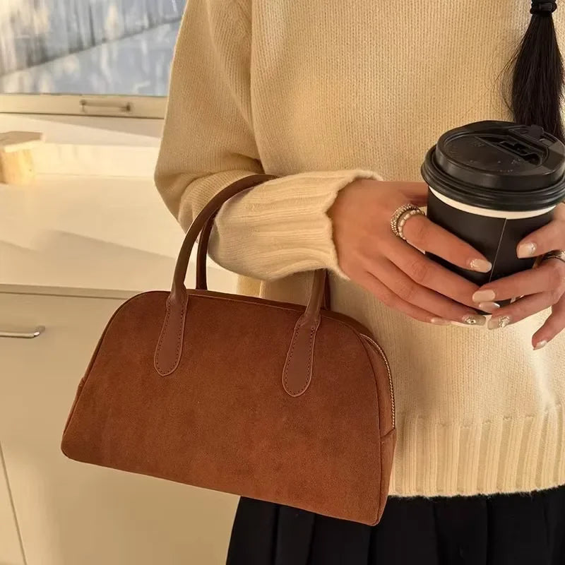 Braune Vintage-Wildleder Tote Bag – Stilvolle & Funktionale Luxus-Handtasche für Damen