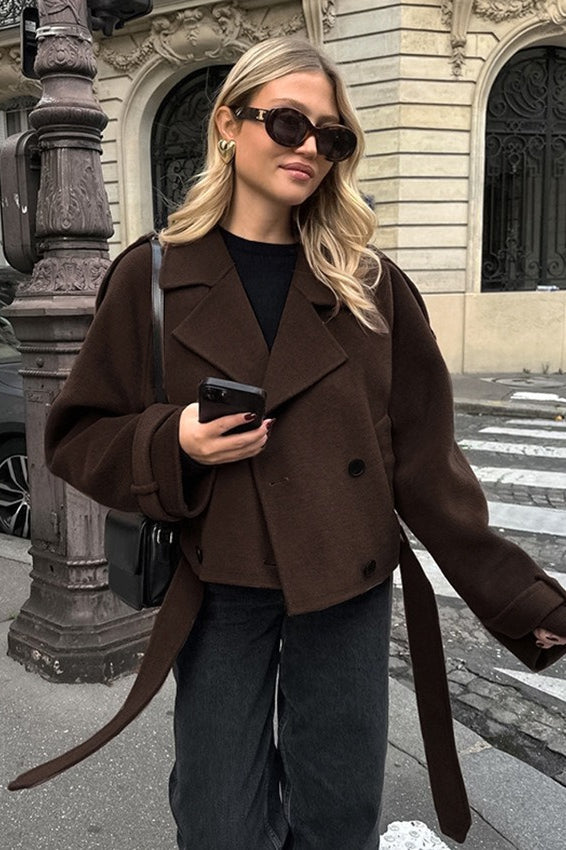 Heavyweight Tweed Double Breasted Winter Coat for Women 2