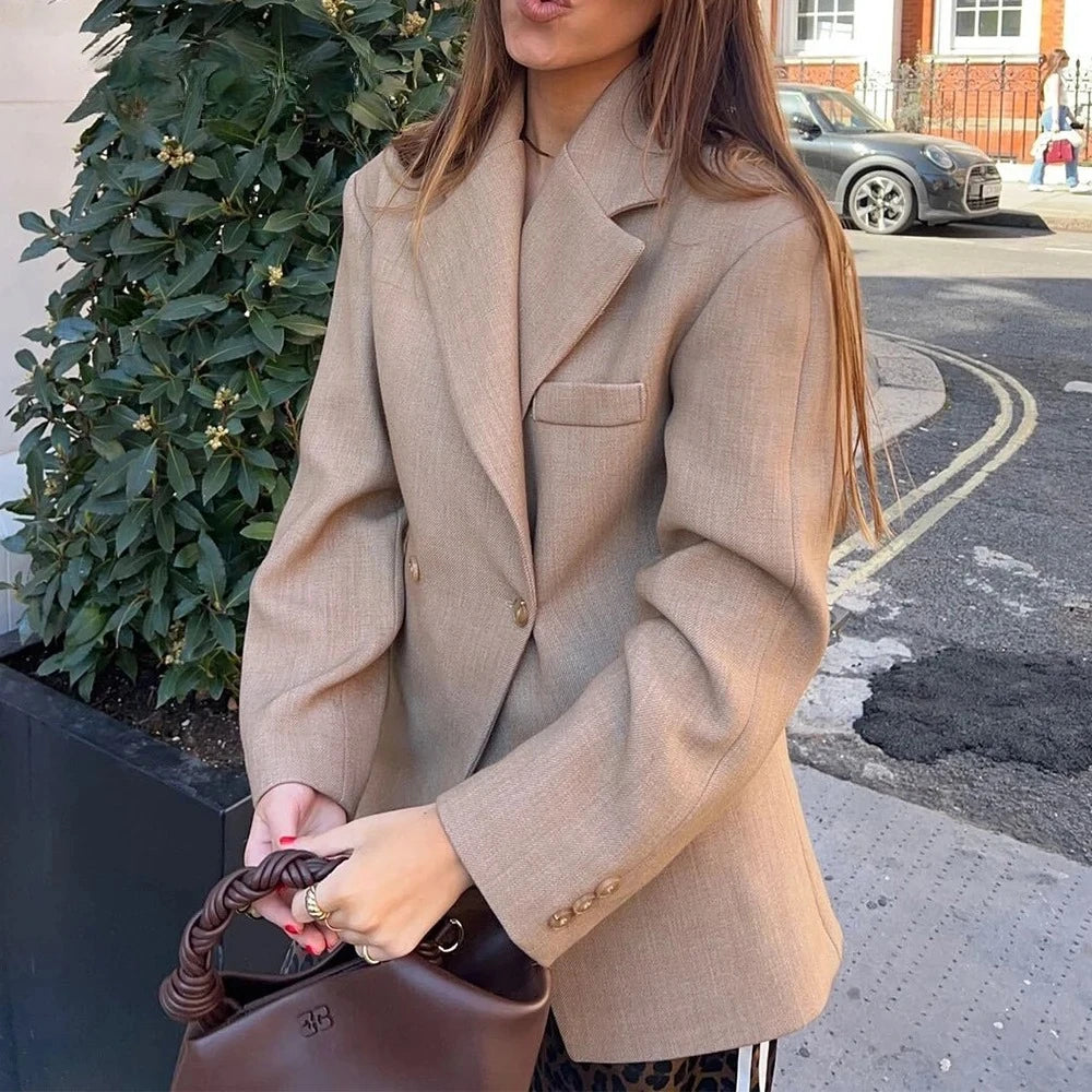 KONDALA Women's Black Blazer - Chic Autumn Office Jacket with Turn-Down Collar, Vintage Style 0