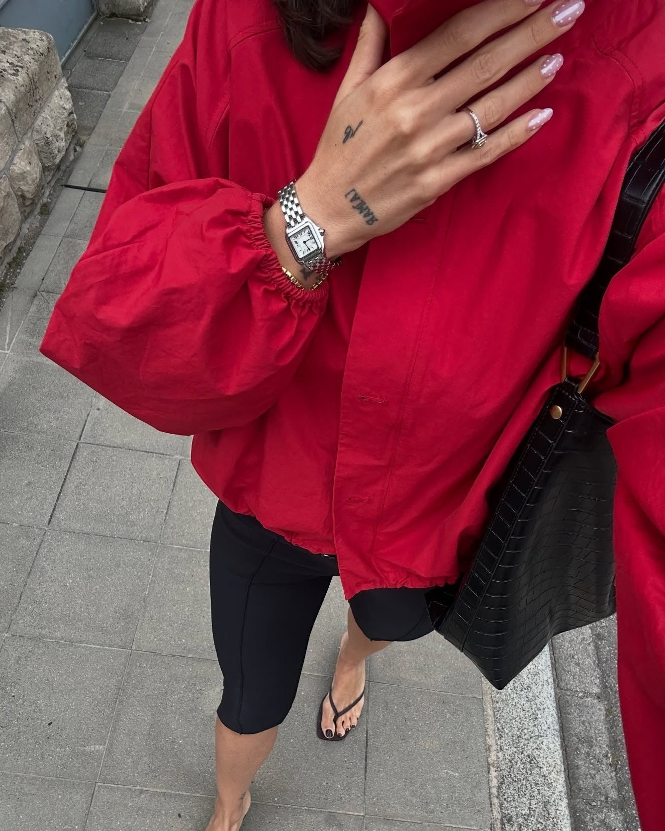 Red High-Neck Puff Bomber Jacket for Women - Stylish and Elegant Design 5