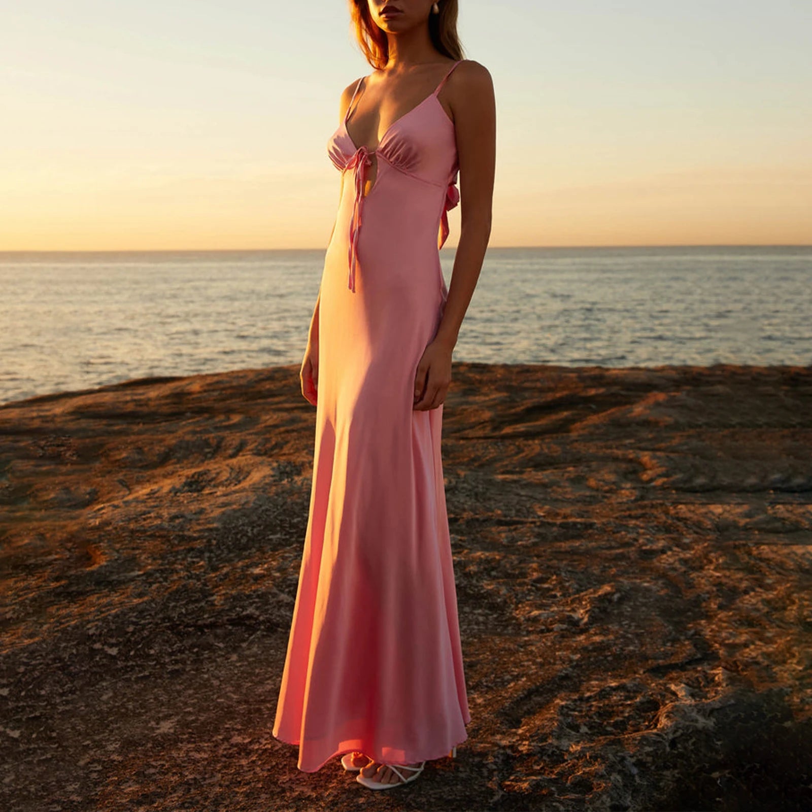 Celeste Backless Tie-Front Cami Dress