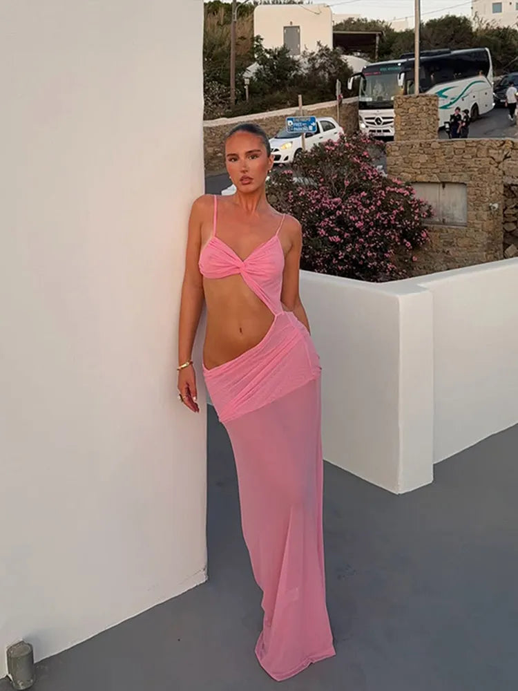 Abito maxi Jovana con twist e cut out