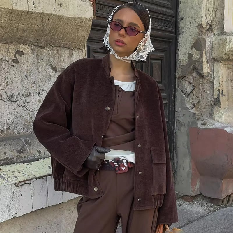 Giacca in velluto a coste con bottoni Cora