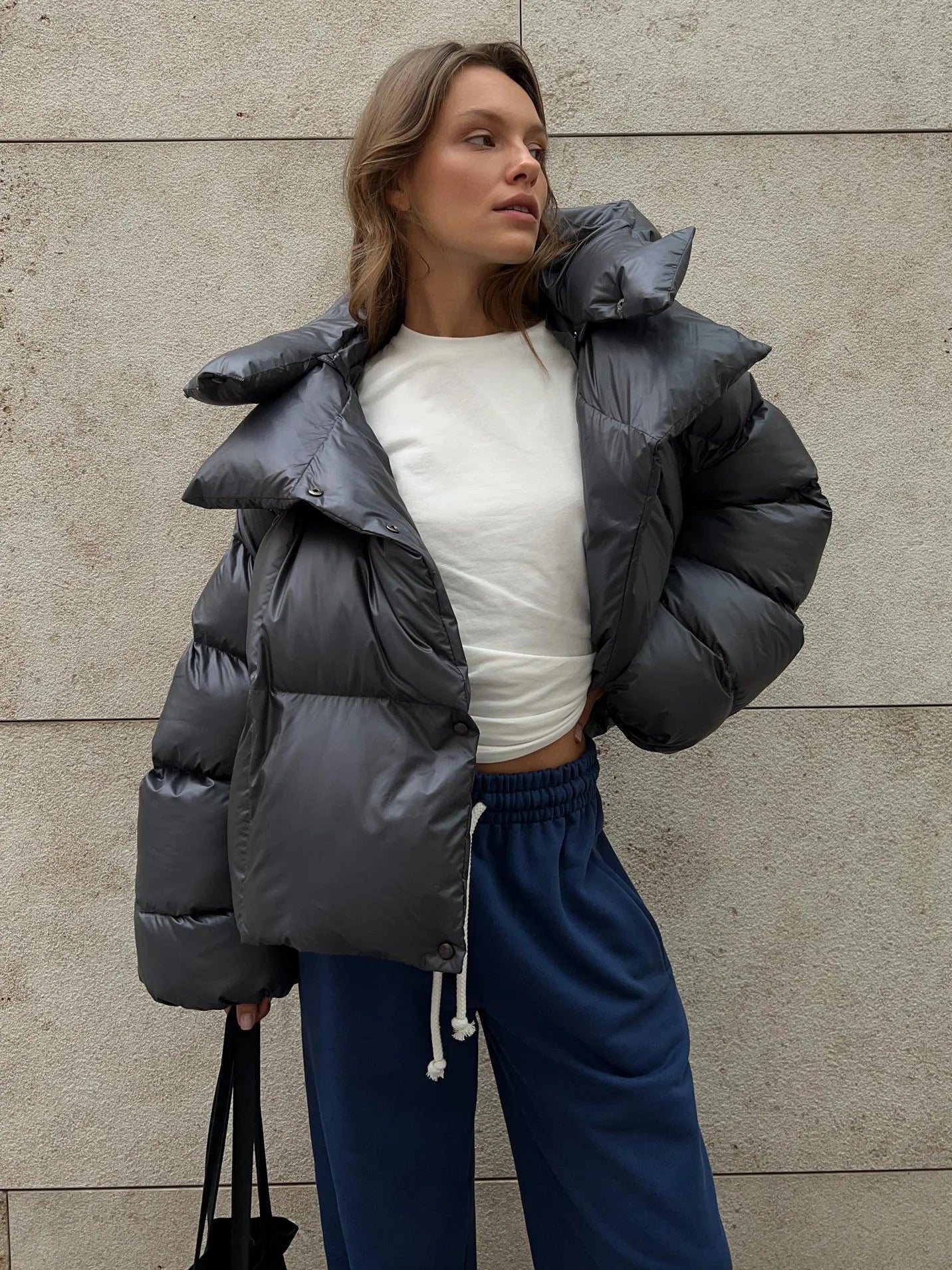 Weather-Resistant Winter Coat - Stylish Oversized Puffer Jacket with Double-Layer Insulation for Women 7