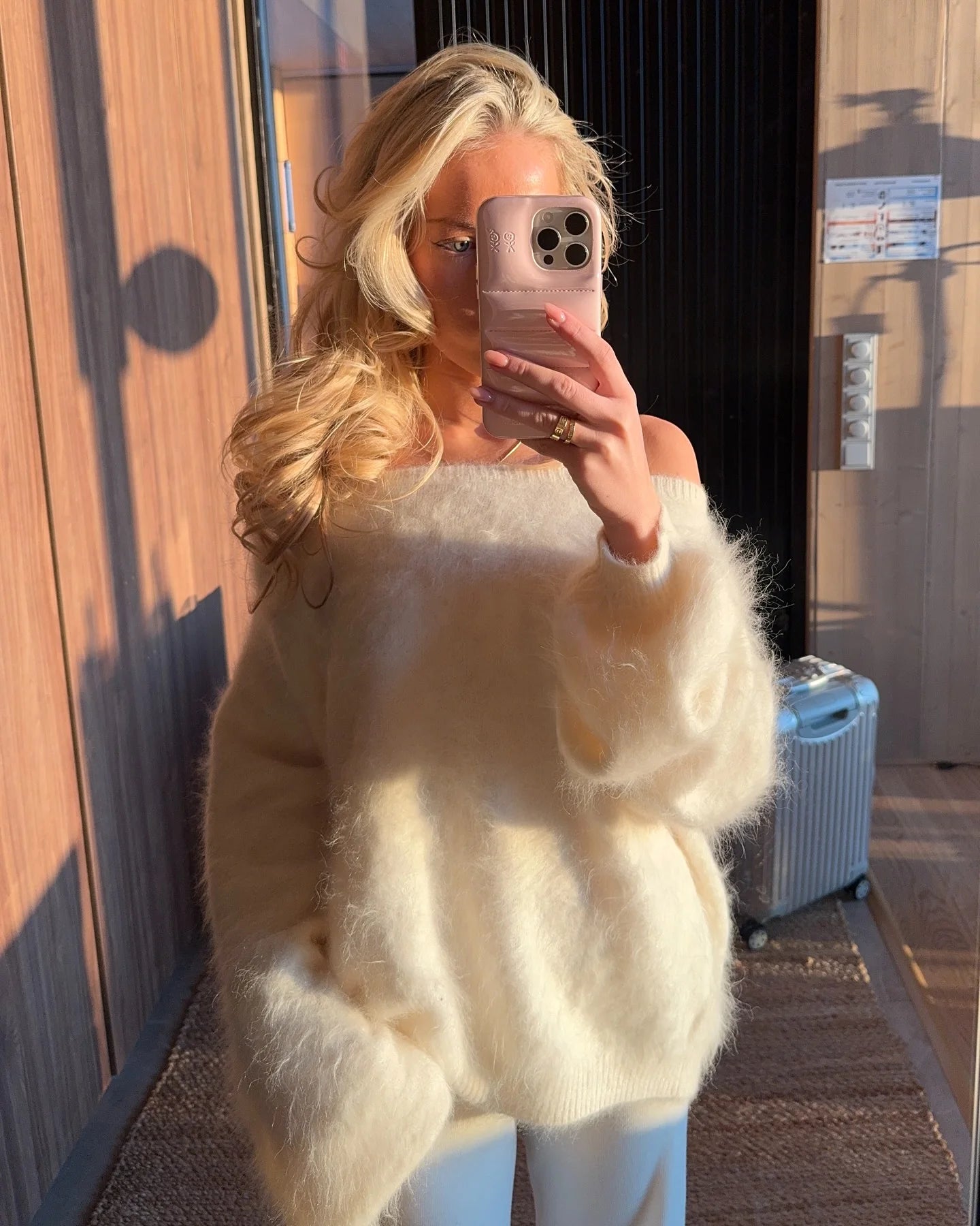 Women's Off-Shoulder Mohair Sweater - Cozy Casual Knit Pullover for Autumn 8