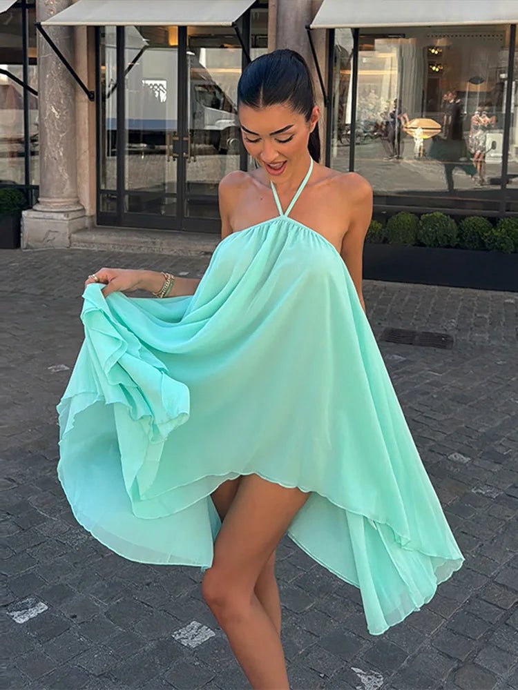 SOERA Sienna Flowy Halter Mini Dress - Dress - SOERA-159043-MIN-XS-90595 Mint Green XS
