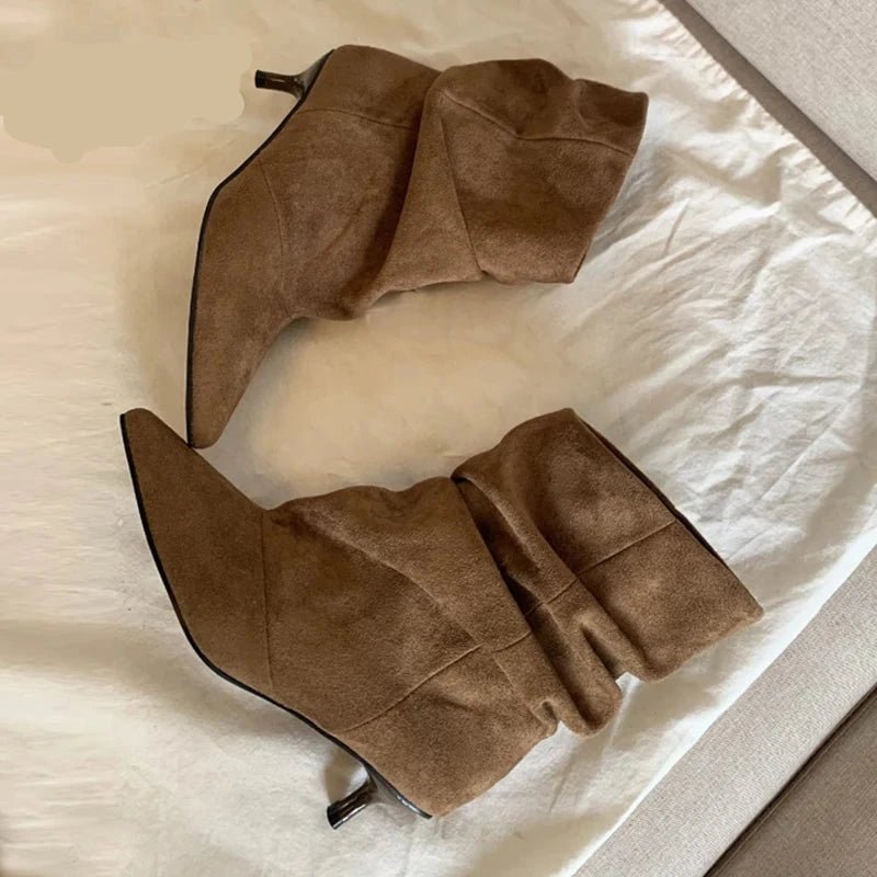 SOERA Amanda Faux Suede Ruched Ankle Boot - Shoes - SOERA-738243-BRO-39-24611 Brown 39