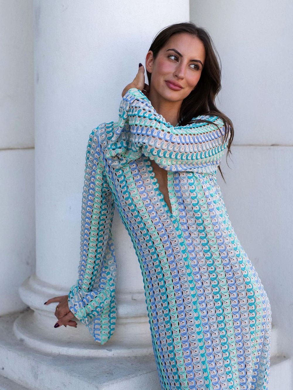 Beatrice Crochet Stripe Maxi Dress