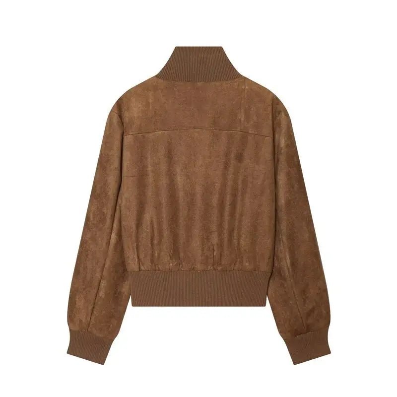 SOERA Natalie Faux Suede Bomber Jacket - Jacket - SOERA-593603-BRO-XS-57763 Brown XS