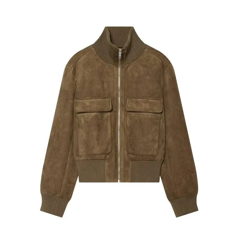 SOERA Natalie Faux Suede Bomber Jacket - Jacket - SOERA-593603-BRO-XS-57763 Brown XS