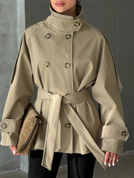 Portia High Neck Lace Up Coat