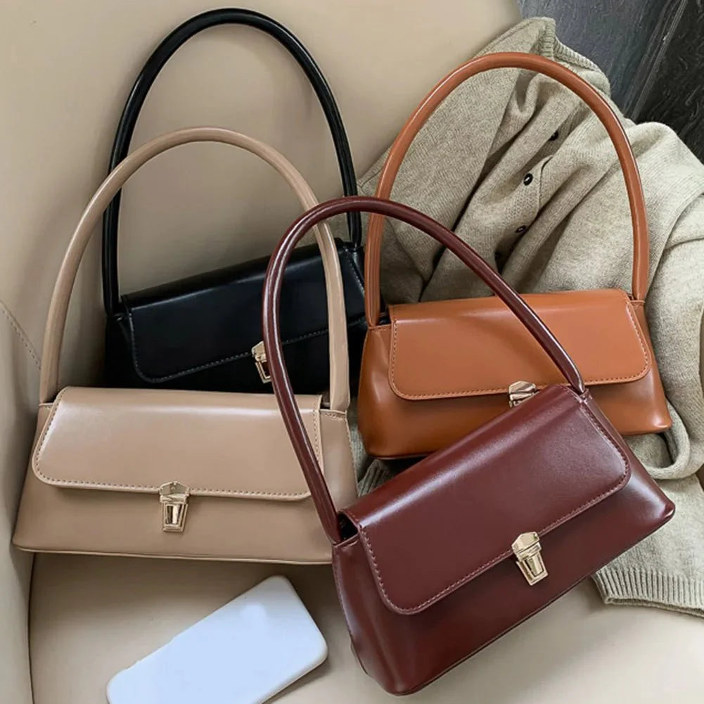 SEAME - SEAME Women's Handbag - Vintage Vegan Leather Shoulder Bag for Casual Use Black