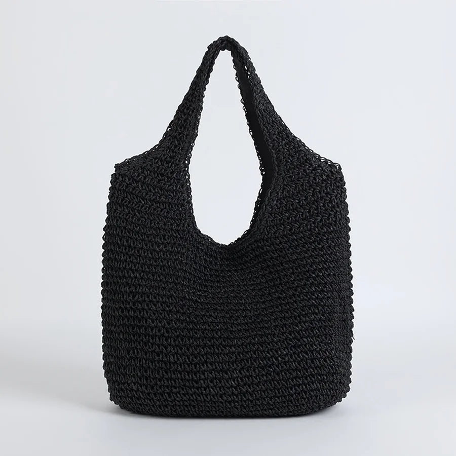 SOERA Beatrice Woven Rattan Tote Bag - Bag -  Black