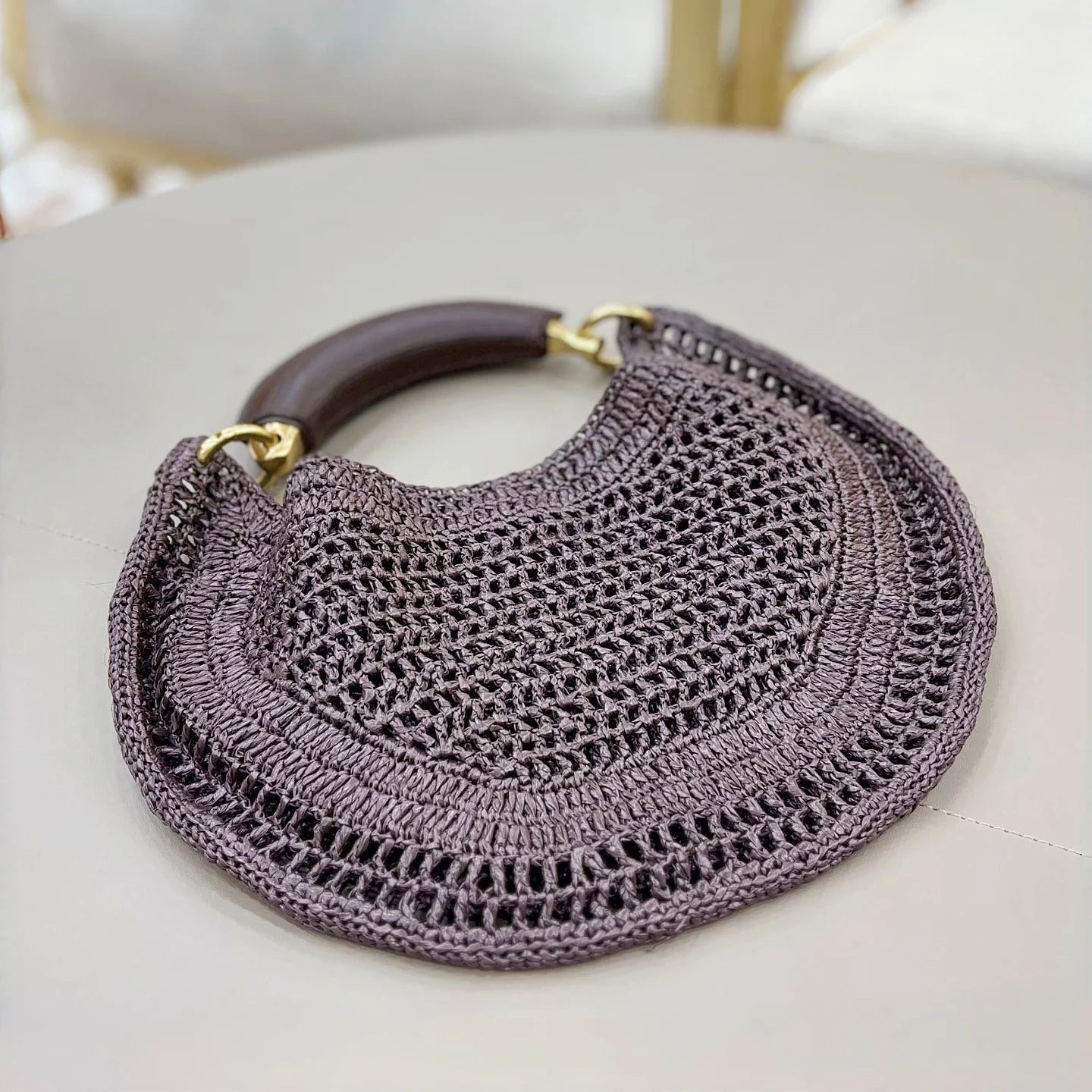 SOERA Bianca Crescent Woven Bag - Bag -  Coffee