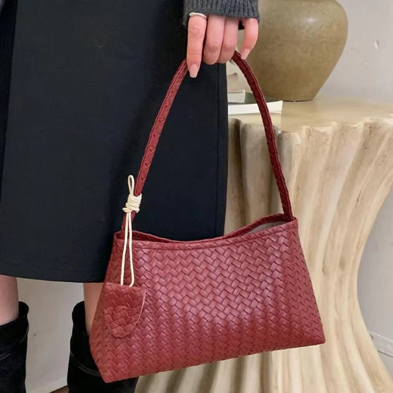 SOERA Jasmin Woven Shoulder Bag - Bag - SOERA-327683-BUR-OS-57667 Burgundy