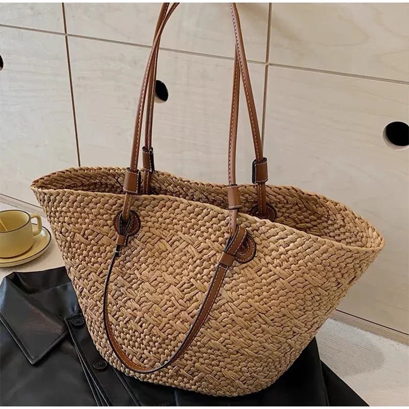 SOERA Margot Woven Summer Tote - Bag -  Brown Large