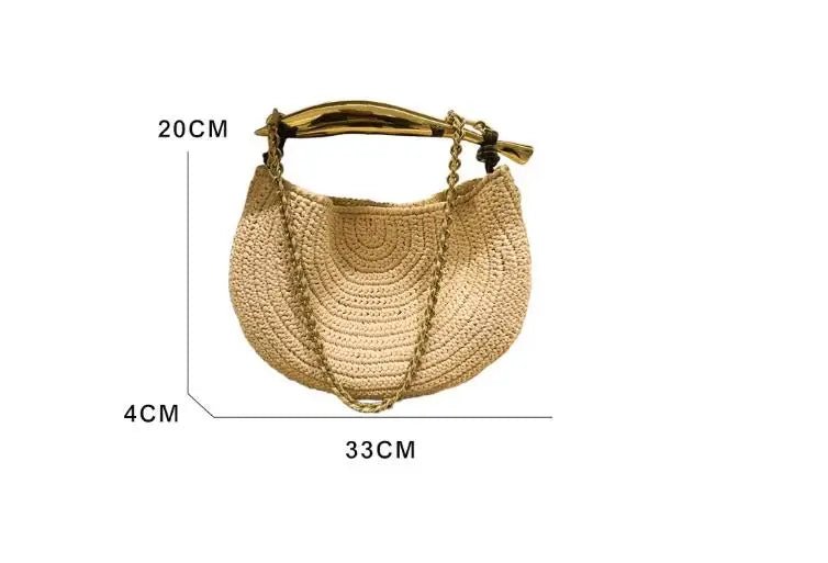 SOERA Sophia Sequined Straw Shoulder Bag - Bag -  Beige