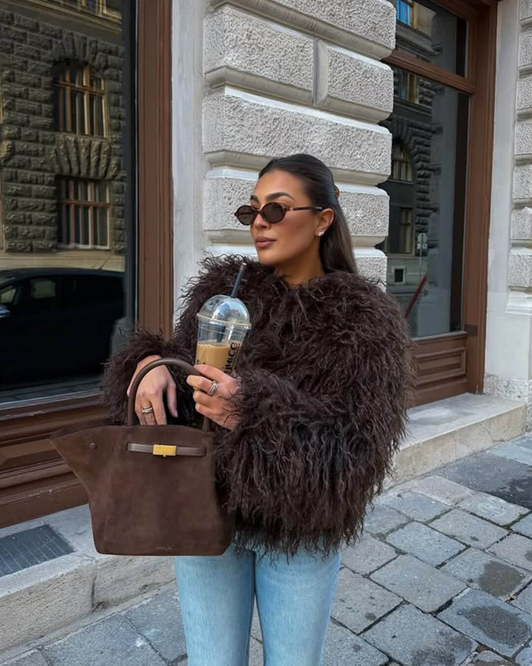 SOERA Bella Faux Fur Coat in Brown