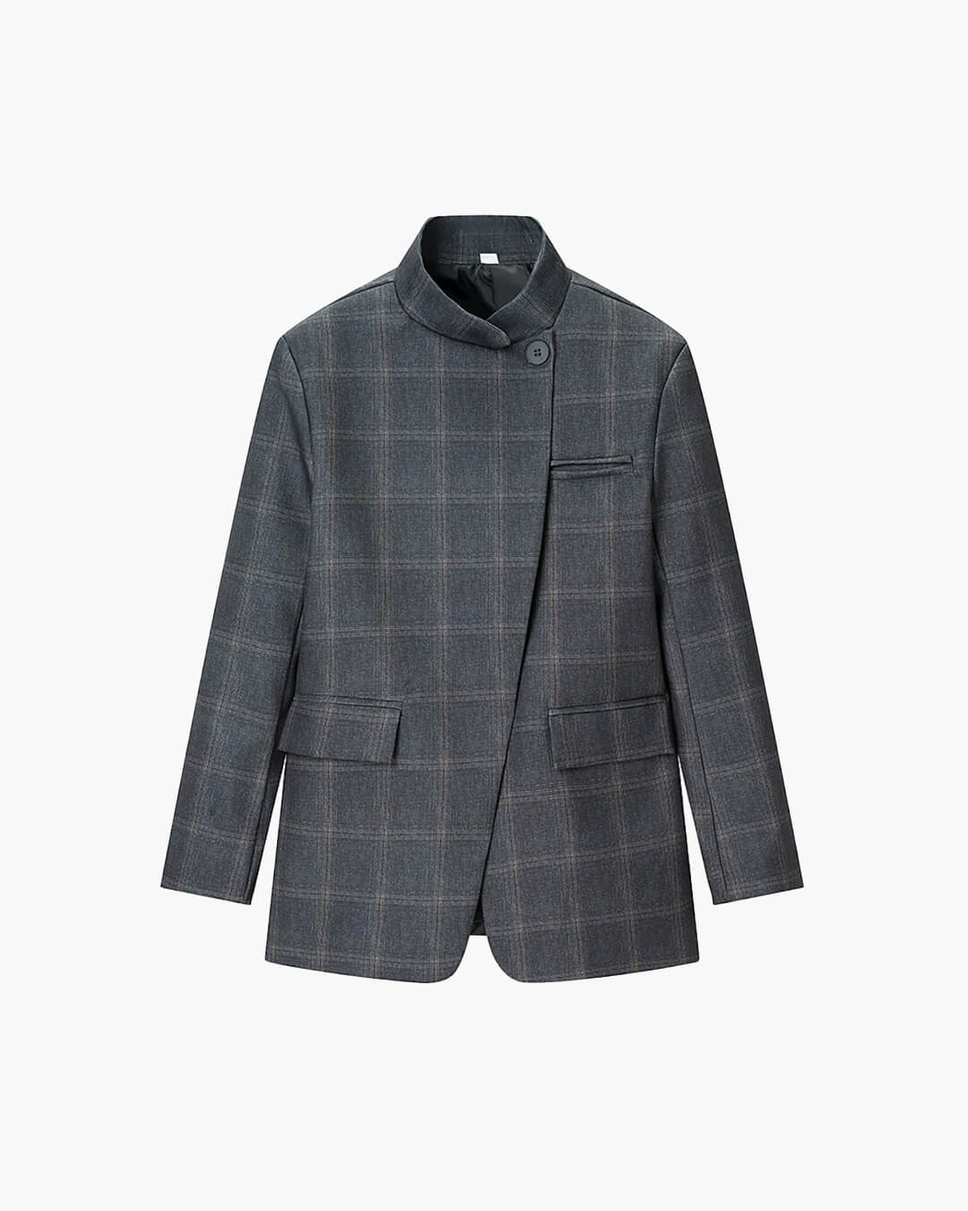 SOERA Katie Plaid Stand Collar Blazer - Blazer -  Grey Plaid S