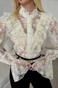 Camicia Velata in Pizzo a Balze Miriam