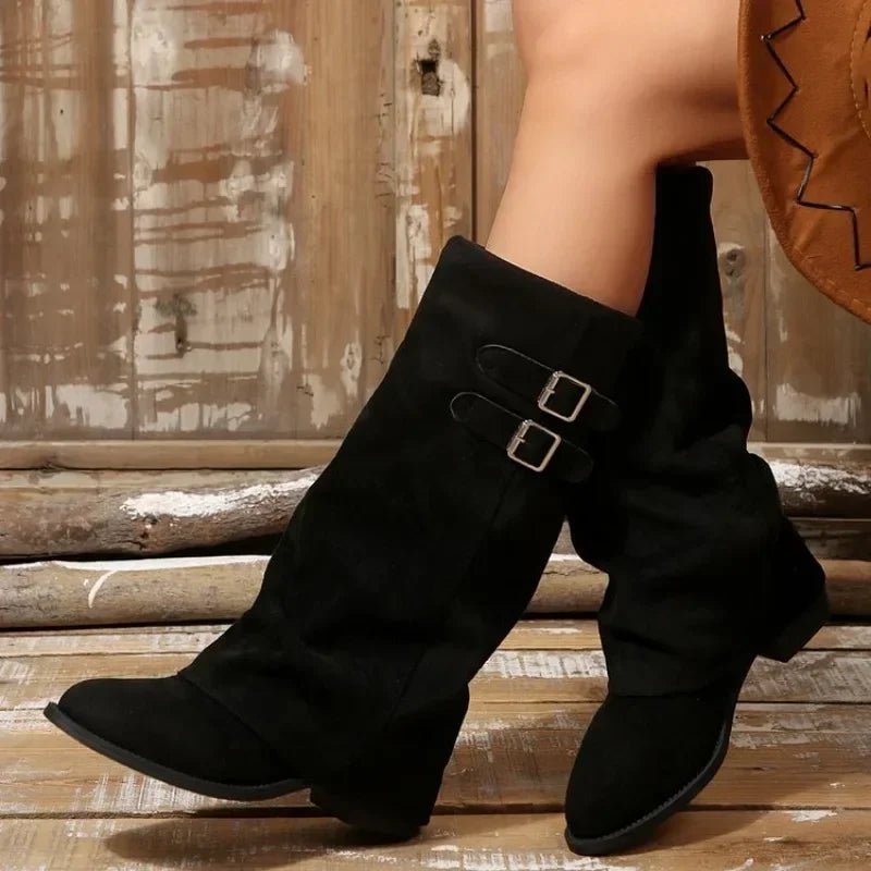 SOERA Isabel Retro Buckle Knee High Boots - Boots - SOERA-946755-BLA-37-18083 Black 37