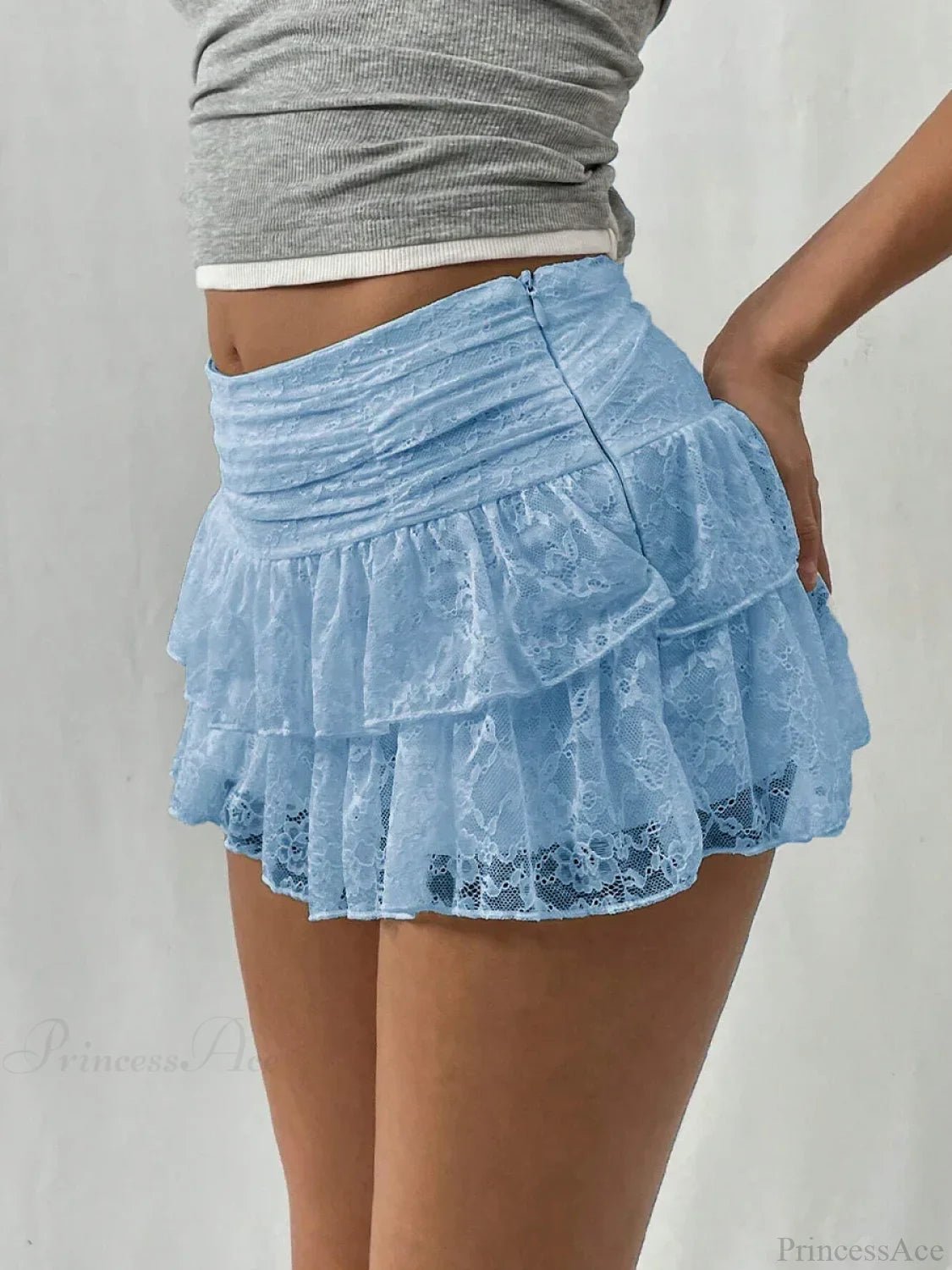SOERA Kaleigh Lace Tiered Mini Skirt - Bottoms - dG1775807456250410125 Blue S