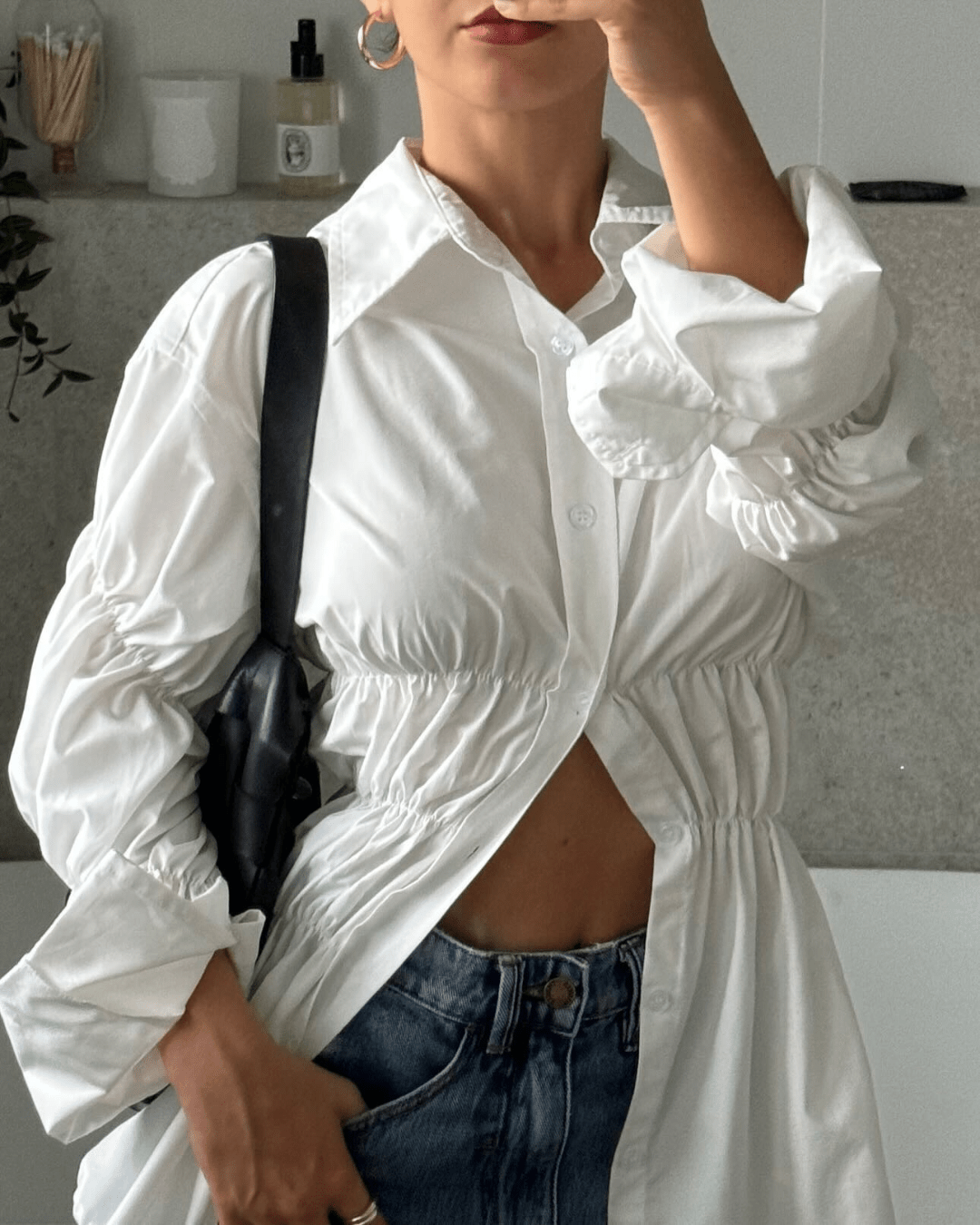 SOERA Suzette Long Sleeve Scrunched Shirt - Casual Shirts - Su1774004001183979485 S White Gray